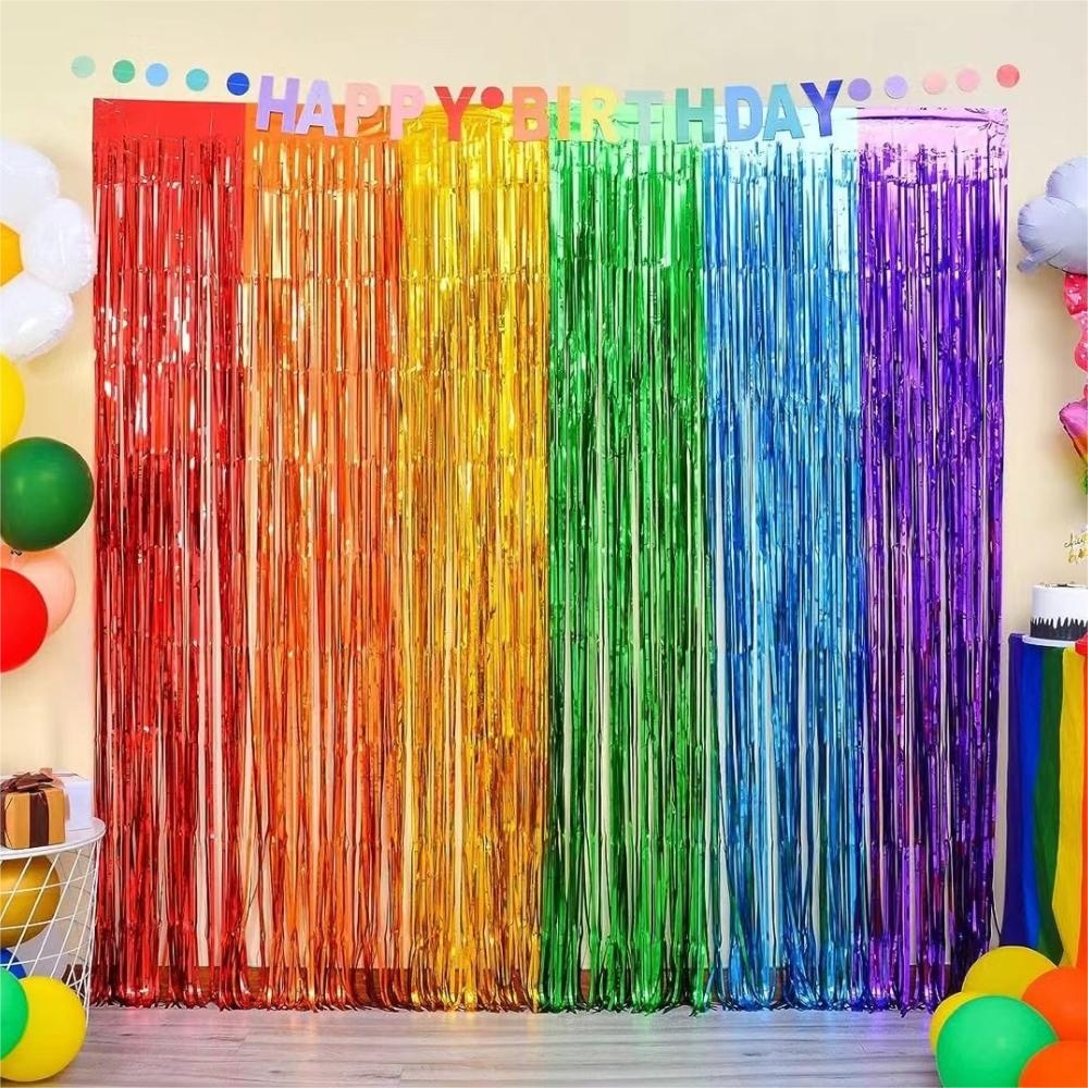 Tinsel Garland Decoration - Feestachtergrond Fringe Tinsel Gordijn Volwassen Kinderen