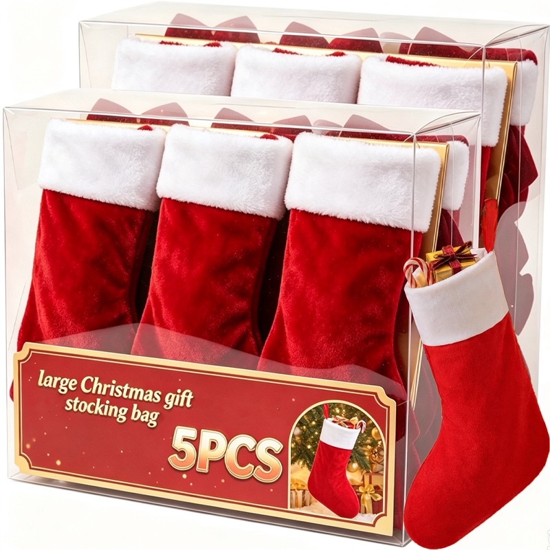Christmas Stocking Hanging - Grote hangende kerstsokken rood zwart kerstdecoratieve