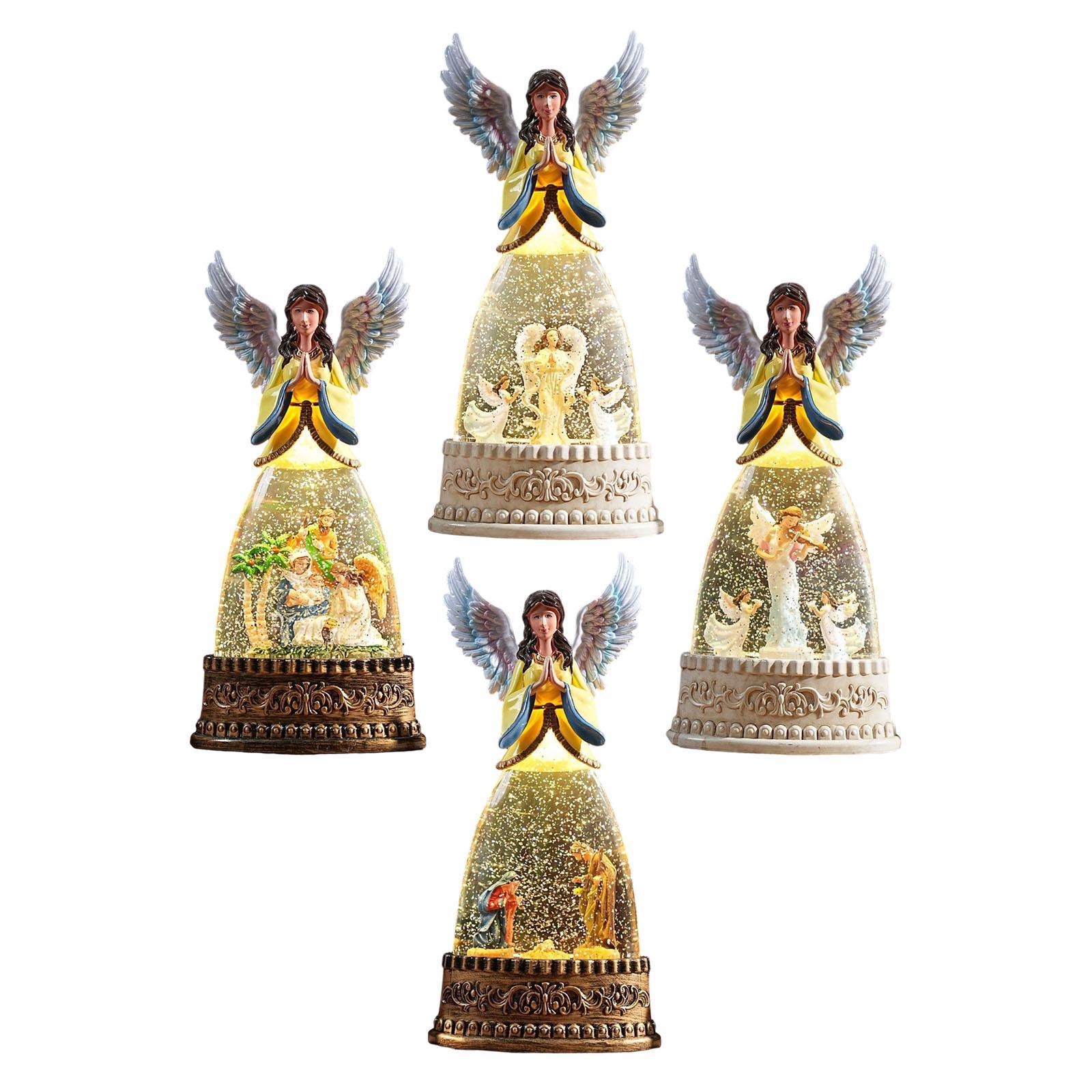 Snow Globe Musical - Verlichte engel beeldje sneeuwbol muziekdoos kerstornament