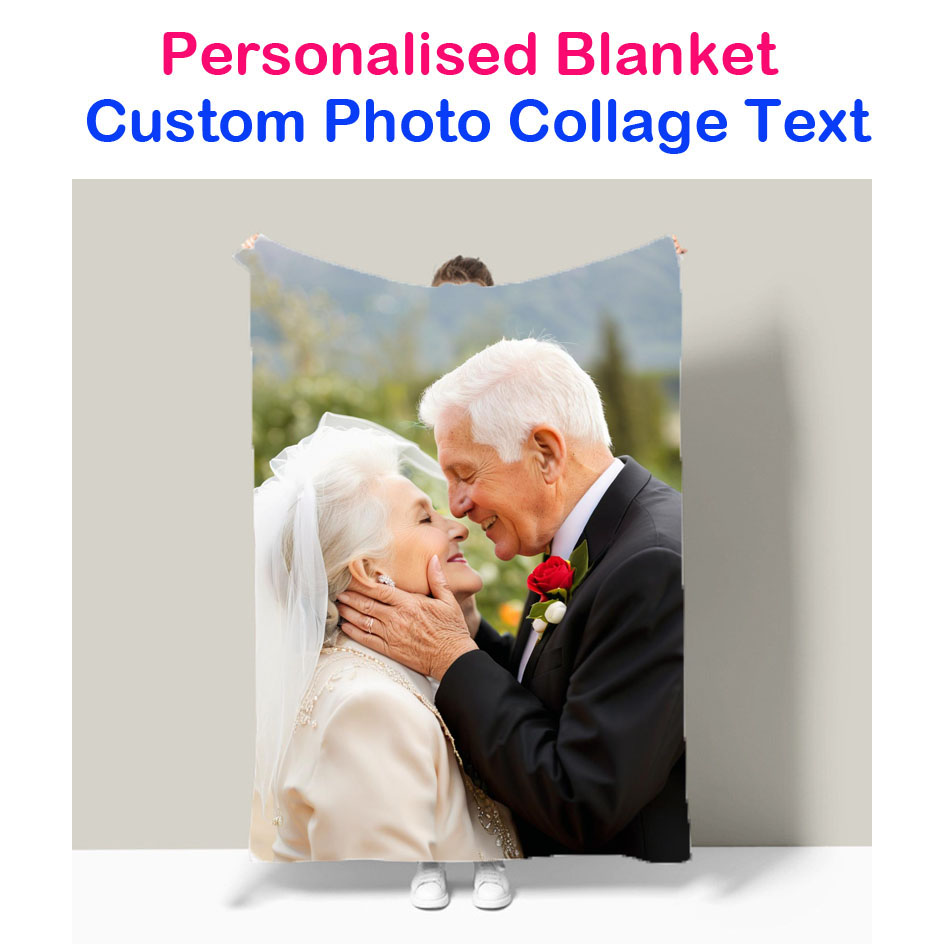 Christmas Throw Blanket - Aanpasbare flanellen bankgooideken met bruiloft fotocollage