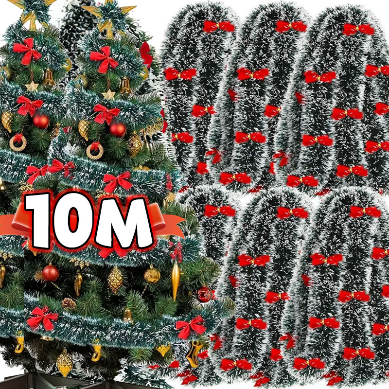 Tinsel Garland Decoration - Kerst Strik Klatergoud Linten Groene Riet