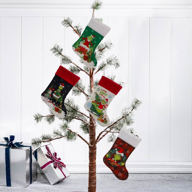 Christmas Stocking Hanging - Kerstsok Grinch Sok Elf Gift Bag