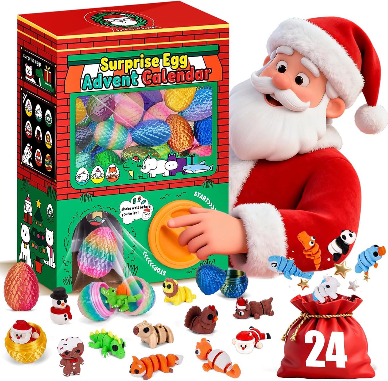Advent Calendar Gift - 24 stuks 3D geprinte verrassingsei blind