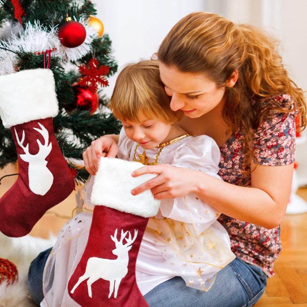 2-4 stuks grote jute kerstsokk - Christmas Stocking Hanging recensie en prijs